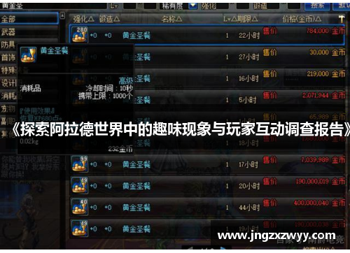 《探索阿拉德世界中的趣味现象与玩家互动调查报告》